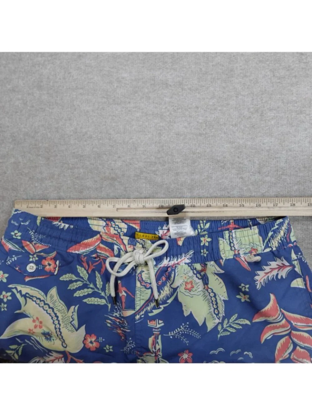 Polo Ralph Lauren Swim Shorts XL Blue Hawaiian Print Surfer Hula Girl